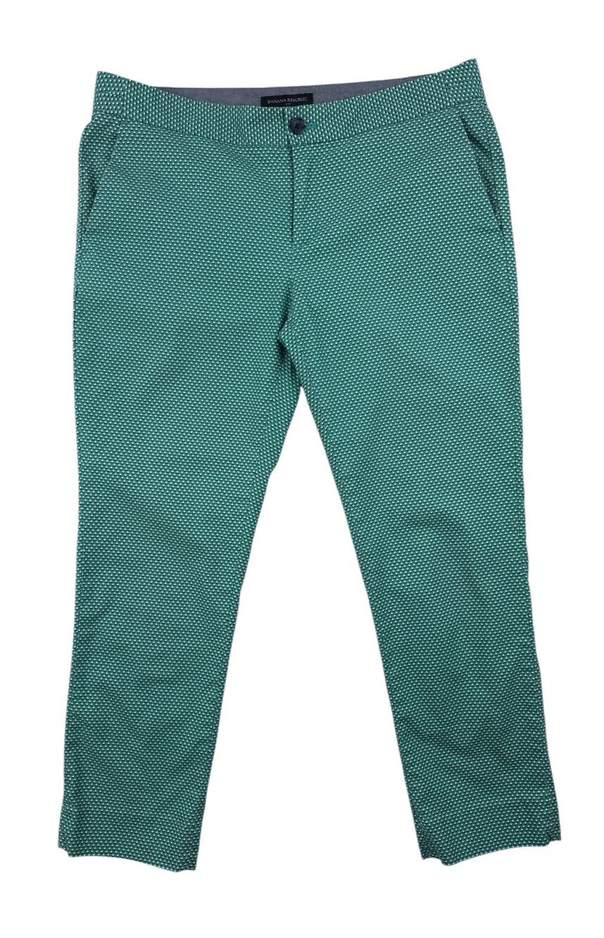 Banana Republic Hampton Fit Crop Chino Green White Geometric Womens 8